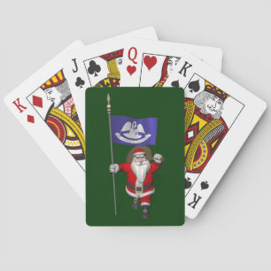 Santa Claus With Ensign Of  Louisiana Playing Cards