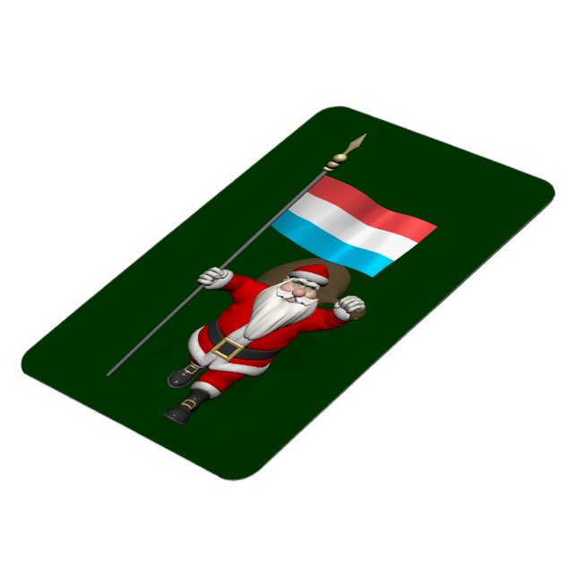 Santa Claus With Ensign Of Luxembourg Magnet (Left Side)