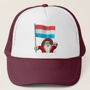 Santa Claus With Ensign Of Luxembourg Trucker Hat