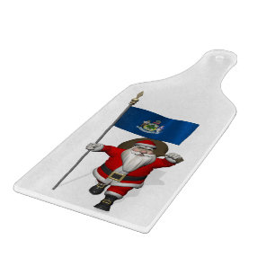 Santa Claus With Ensign Of Maine Cutting Board