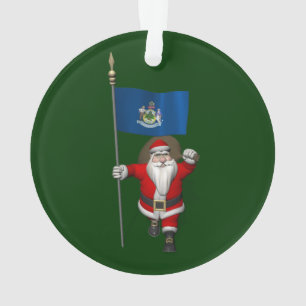 Santa Claus With Ensign Of Maine Ornament