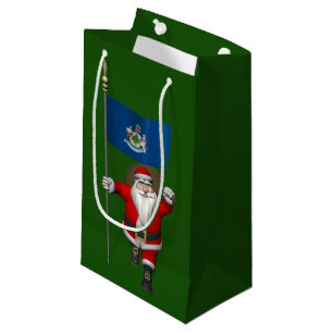 Santa Claus With Ensign Of Maine Small Gift Bag