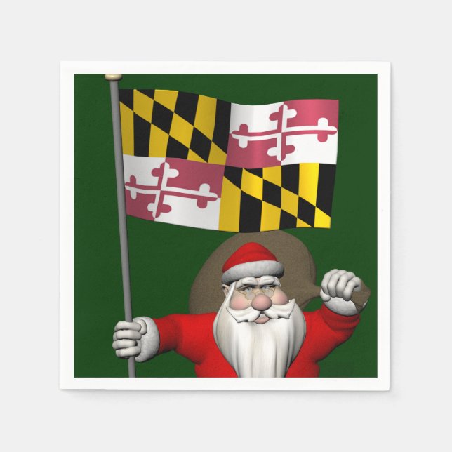 Santa Claus With Ensign Of Maryland Napkin (Front)