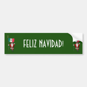 Santa Claus With Ensign Of Mexico Bumper Sticker
