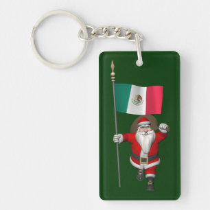 Santa Claus With Ensign Of Mexico Key Ring