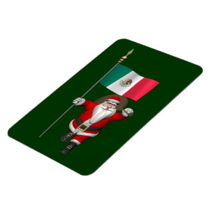 Santa Claus With Ensign Of Mexico Magnet