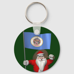 Santa Claus With Ensign Of Minnesota Key Ring