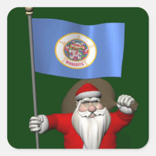 Santa Claus With Ensign Of Minnesota Sticker