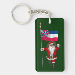 Santa Claus With Ensign Of Mississippi Key Ring