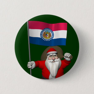 Santa Claus With Ensign Of Missouri 6 Cm Round Badge