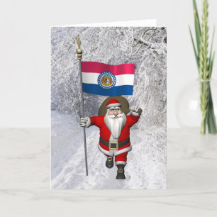 Santa Claus With Ensign Of Missouri Holiday Card