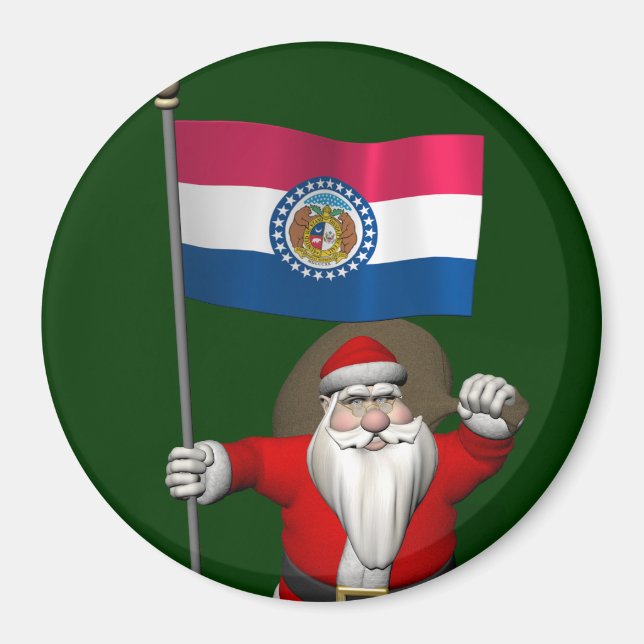 Santa Claus With Ensign Of Missouri Magnet (Front)
