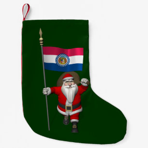 Santa Claus With Ensign Of Missouri Small Christmas Stocking