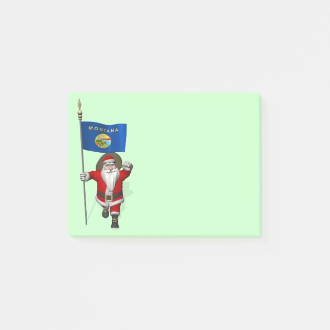 Santa Claus With Ensign Of Montana Post-it Notes (Front)