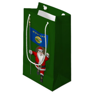 Santa Claus With Ensign Of Montana Small Gift Bag