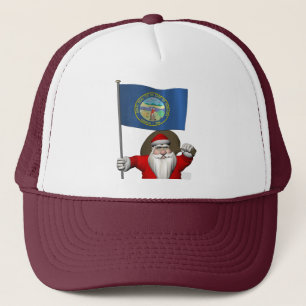 Santa Claus With Ensign Of Nebraska Trucker Hat