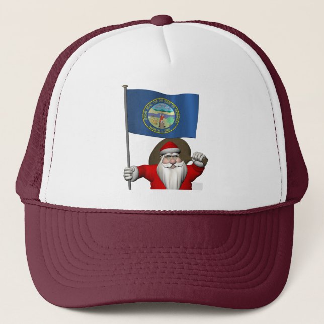 Santa Claus With Ensign Of Nebraska Trucker Hat (Front)