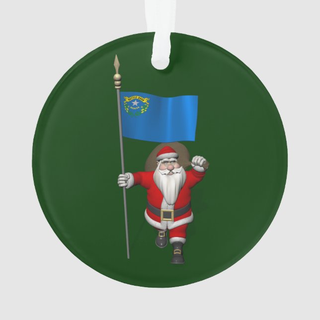 Santa Claus With Ensign Of Nevada Ornament (Back)