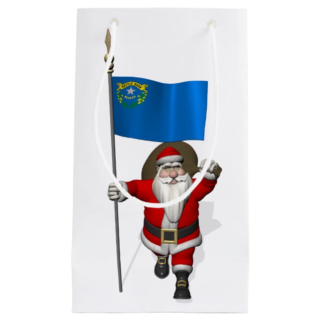 Santa Claus With Ensign Of Nevada Small Gift Bag (Front)