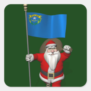 Santa Claus With Ensign Of Nevada Sticker