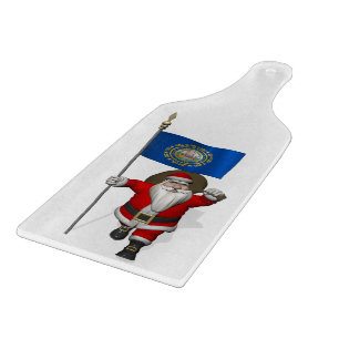 Santa Claus With Ensign Of New Hampshire Cutting Board