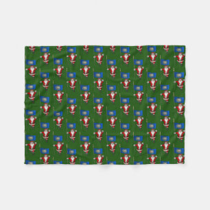 Santa Claus With Ensign Of New Hampshire Fleece Blanket