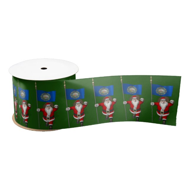 Santa Claus With Ensign Of New Hampshire Satin Ribbon (Spool)