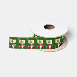 Santa Claus With Ensign Of New Jersey Satin Ribbon