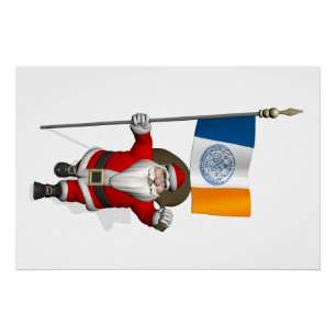 Santa Claus With Ensign Of New York City NY Poster