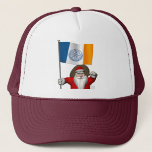 Santa Claus With Ensign Of New York City NY Trucker Hat