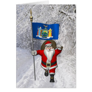 Santa Claus With Ensign Of New York US State