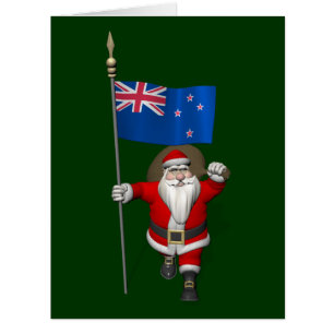 Santa Claus With Ensign Of New Zealand