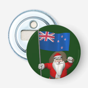 Santa Claus With Ensign Of New Zealand Bottle Opener