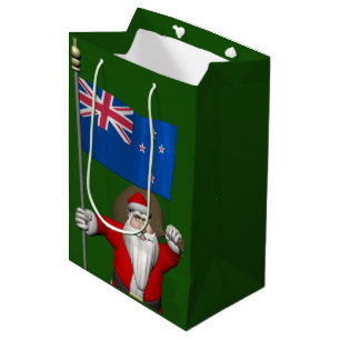 Santa Claus With Ensign Of New Zealand Medium Gift Bag