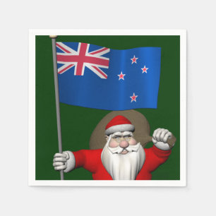 Santa Claus With Ensign Of New Zealand Napkin