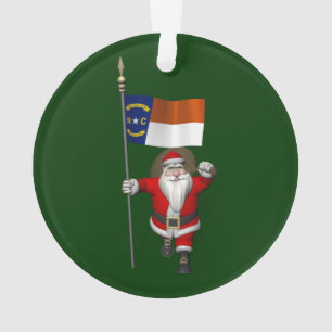 Santa Claus With Ensign Of North Carolina Ornament