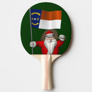 Santa Claus With Ensign Of North Carolina Ping Pong Paddle