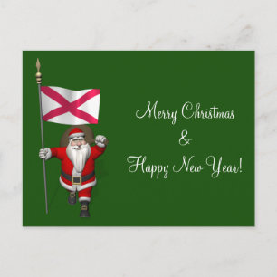Santa Claus With Ensign Of Northern Ireland Holiday Postcard