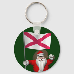 Santa Claus With Ensign Of Northern Ireland Key Ring