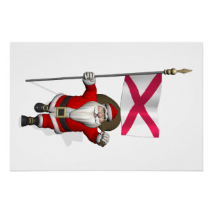 Santa Claus With Ensign Of Northern Ireland Poster
