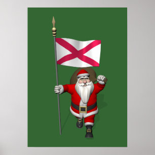 Santa Claus With Ensign Of Northern Ireland Poster