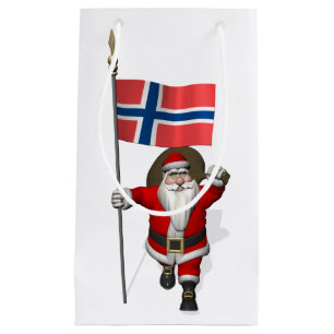 Santa Claus With Ensign Of Norway Small Gift Bag