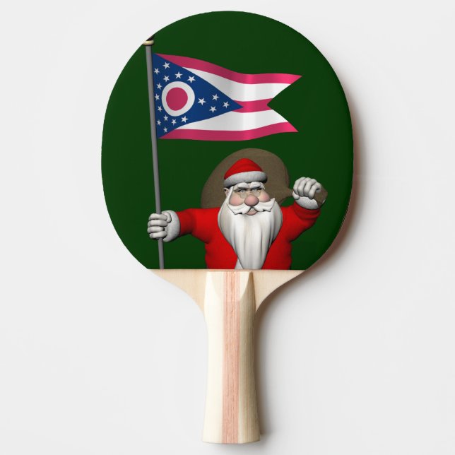 Santa Claus With Ensign Of Ohio Ping Pong Paddle (Front)