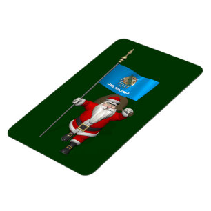 Santa Claus With Ensign Of Oklahoma Magnet