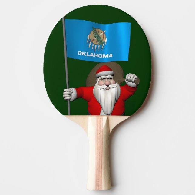 Santa Claus With Ensign Of Oklahoma Ping Pong Paddle (Front)