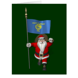 Santa Claus With Ensign Of Oregon
