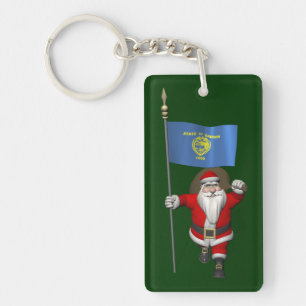 Santa Claus With Ensign Of Oregon Key Ring