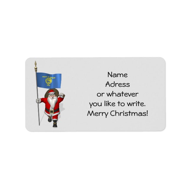 Santa Claus With Ensign Of Oregon Label (Front)