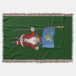 Santa Claus With Ensign Of Oregon Throw Blanket
