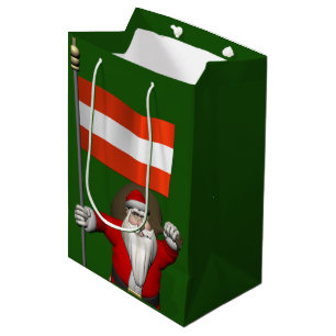 Santa Claus With Ensign Of Österreich Medium Gift Bag